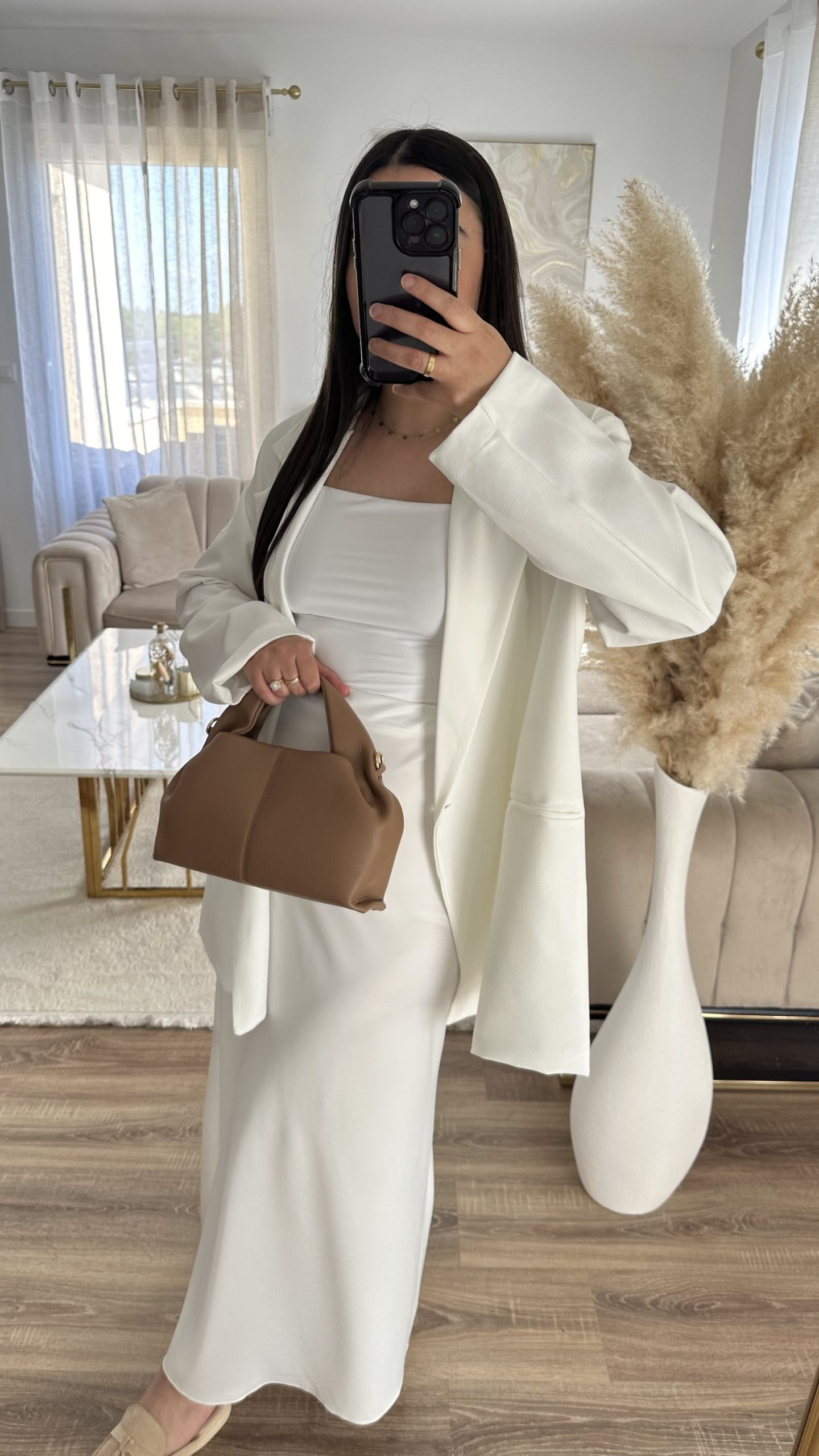 Jupe satinée longue | blanc