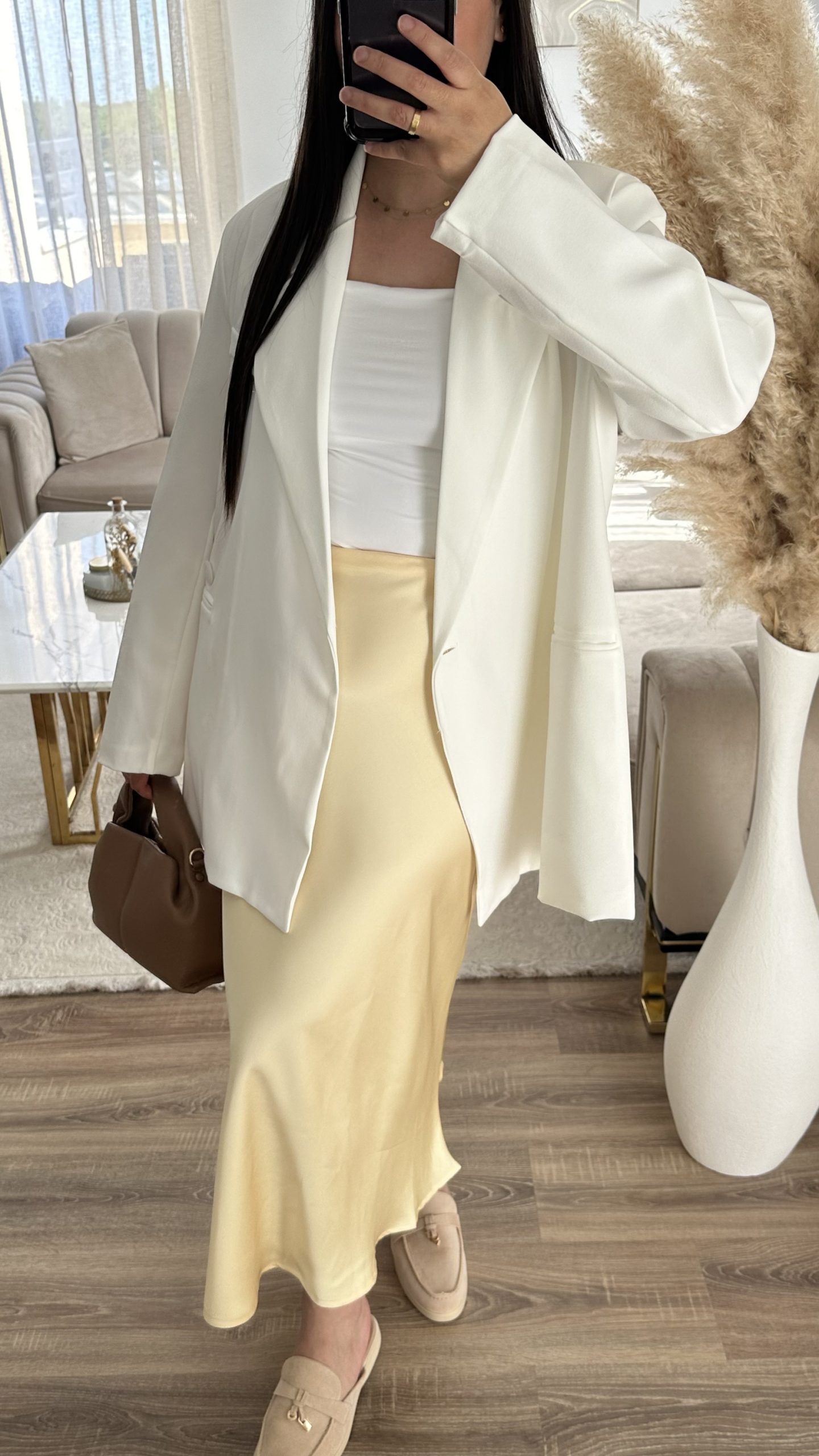 Jupe satinée | jaune pale