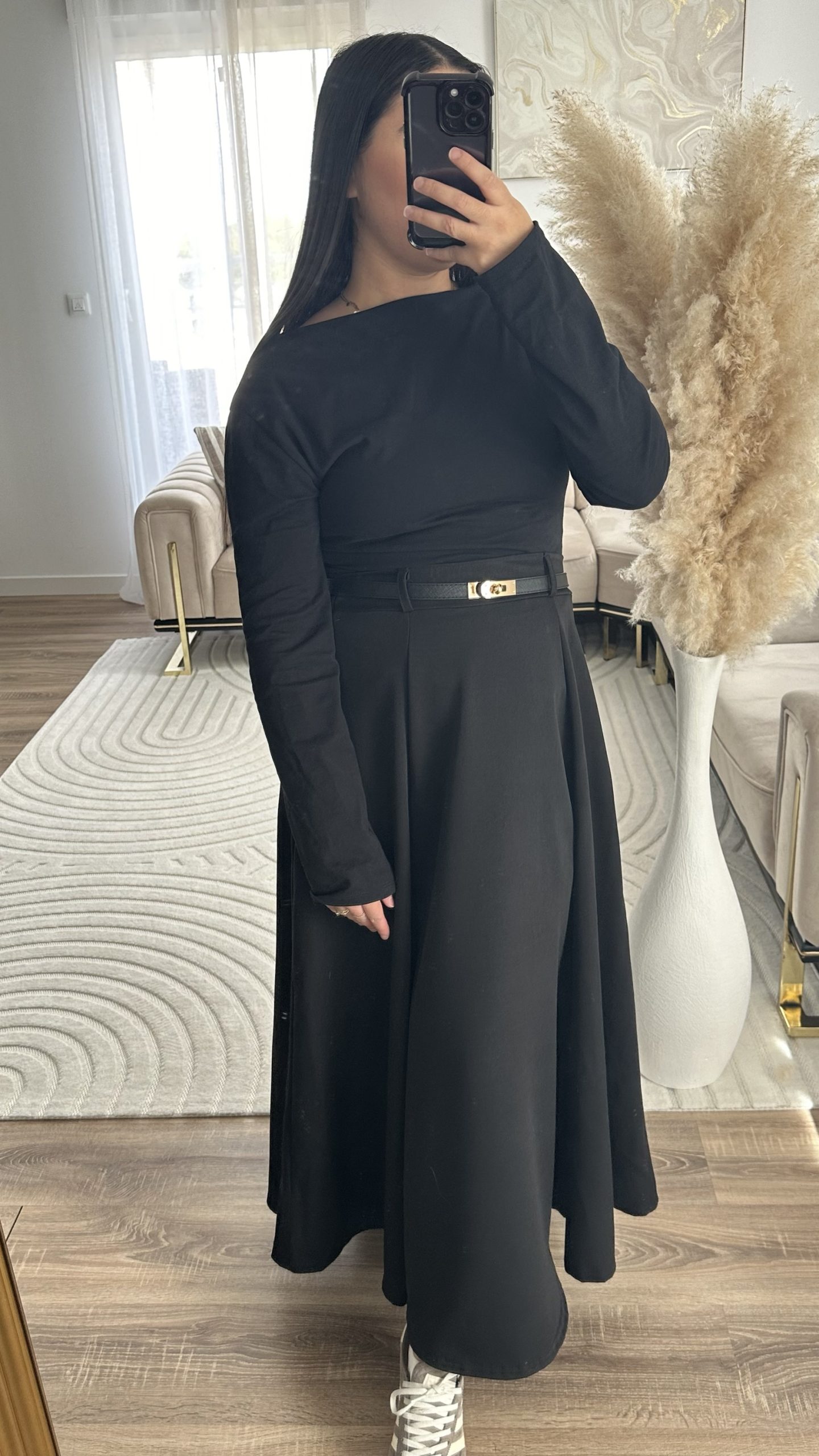 Jupe longue évasée | noir