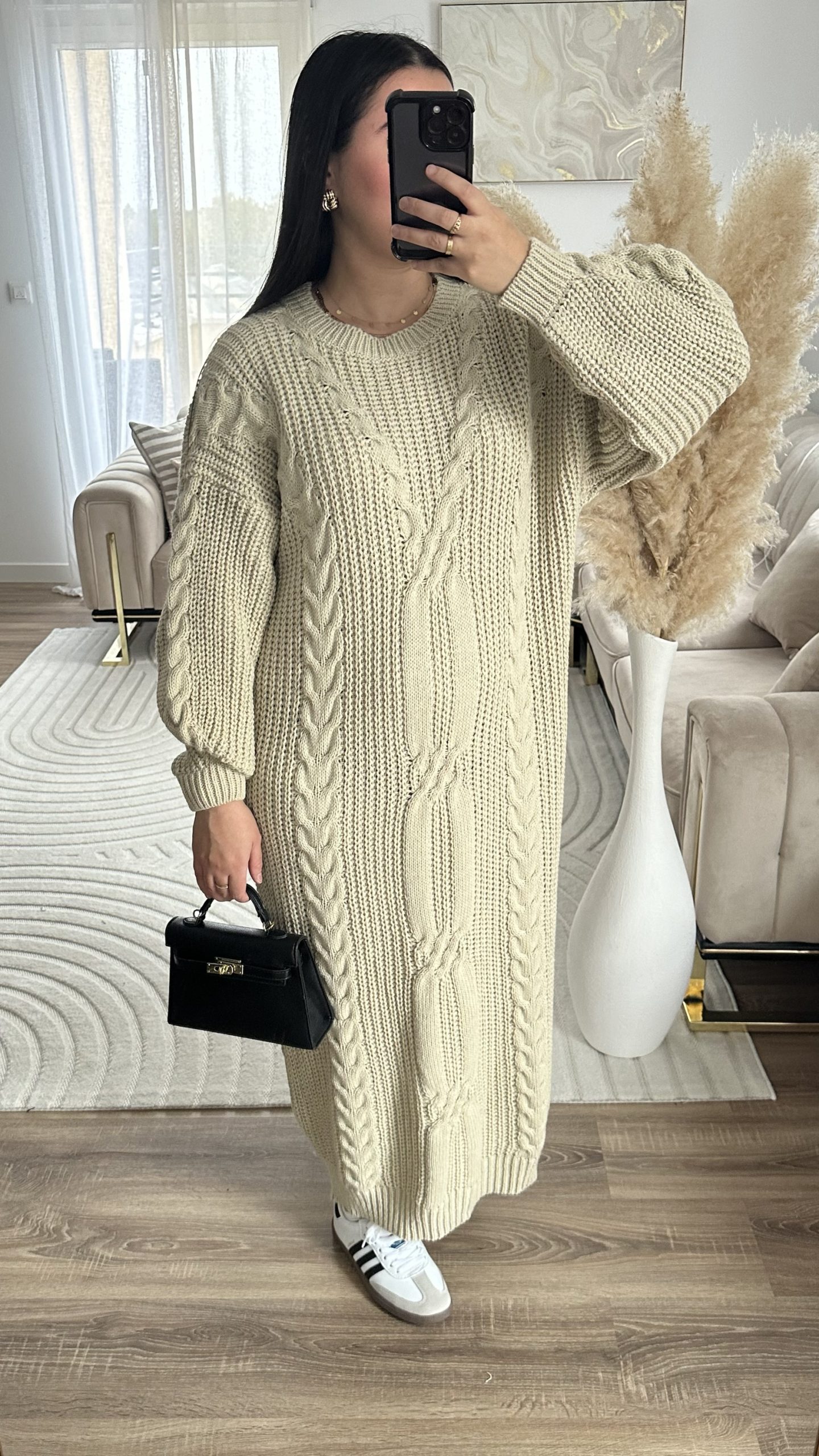 Robe pull torsadé | beige