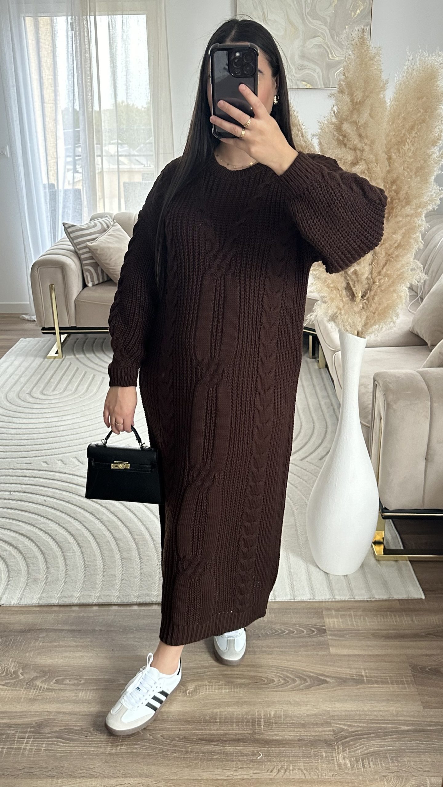 Robe pull torsadé | marron