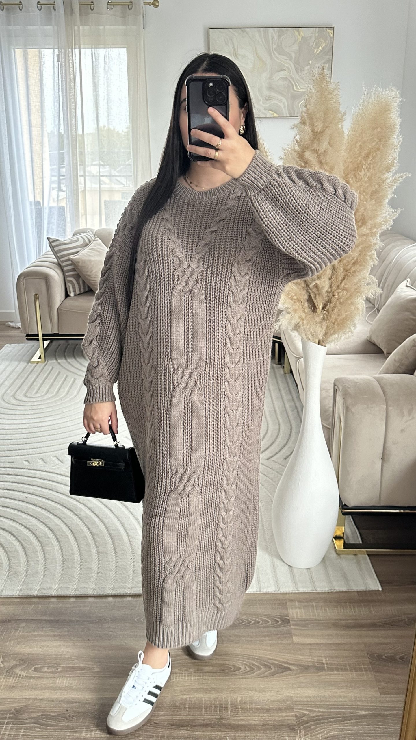 Robe pull torsadé | taupe