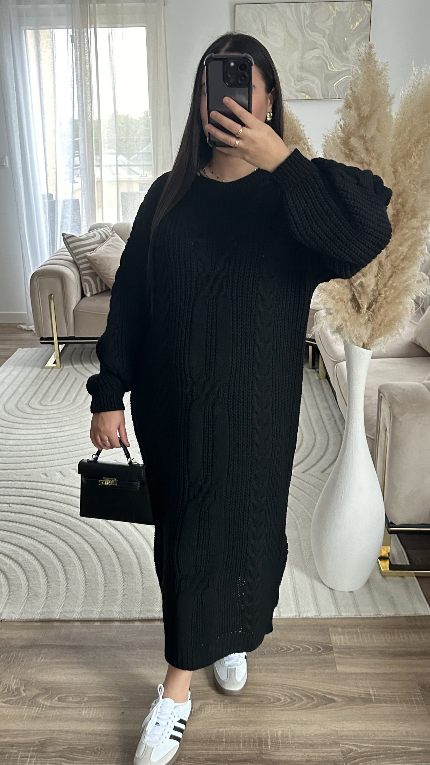 Robe pull torsadé | noir