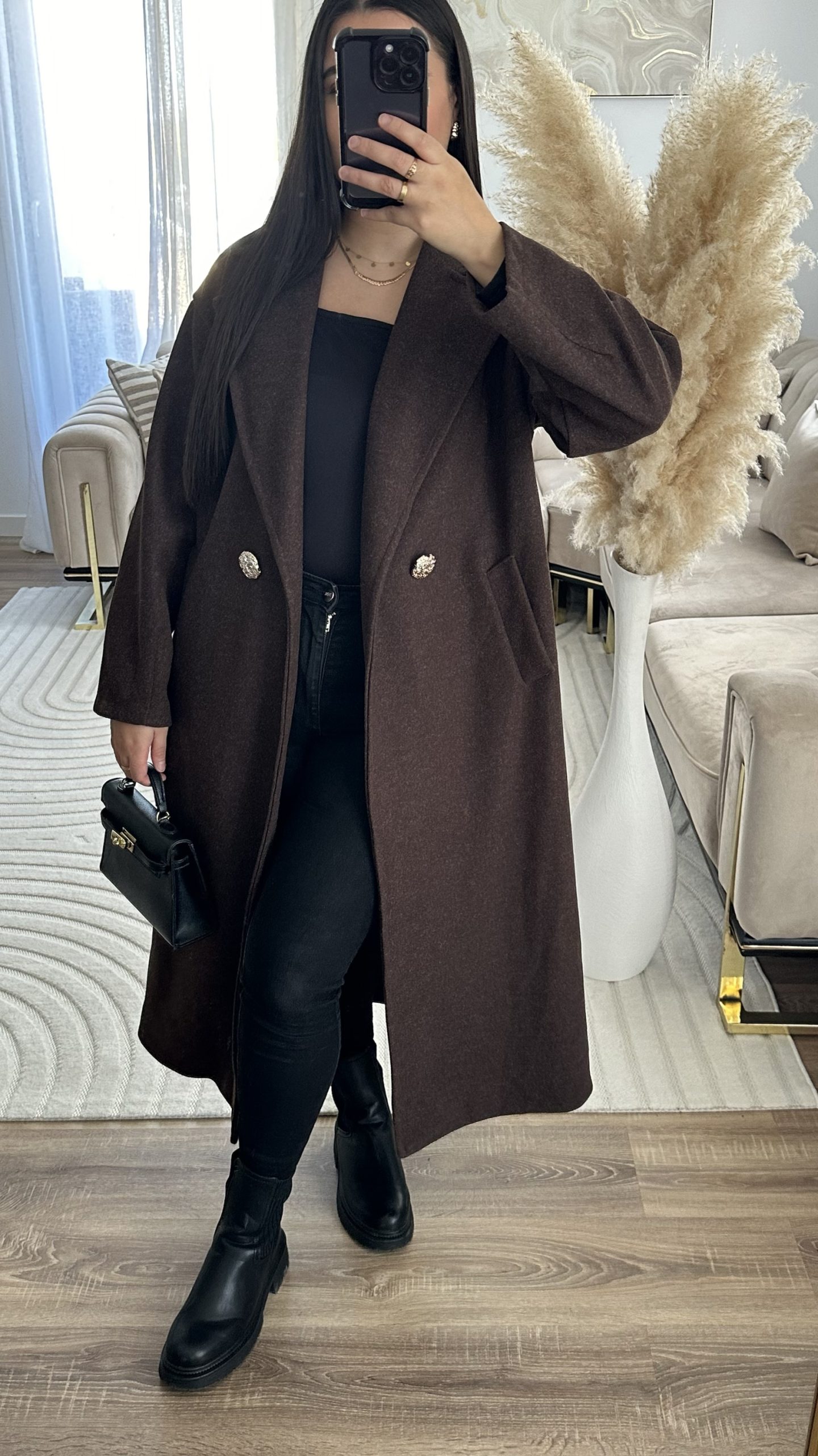 Manteau à bouton dorée | marron