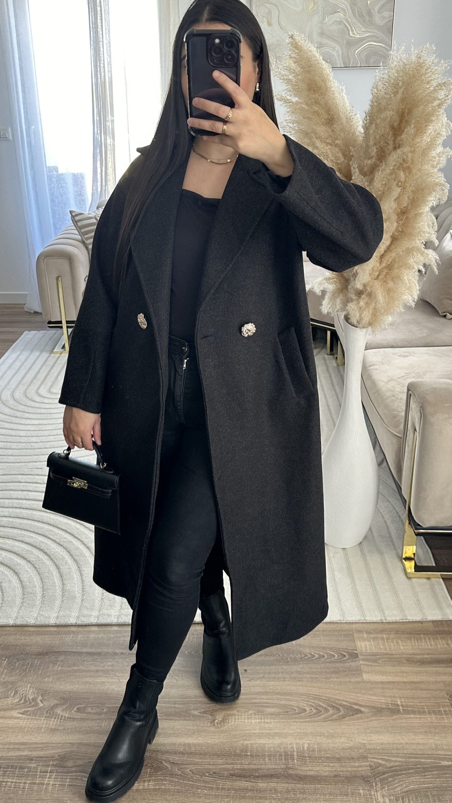 Manteau bouton dorée | noir