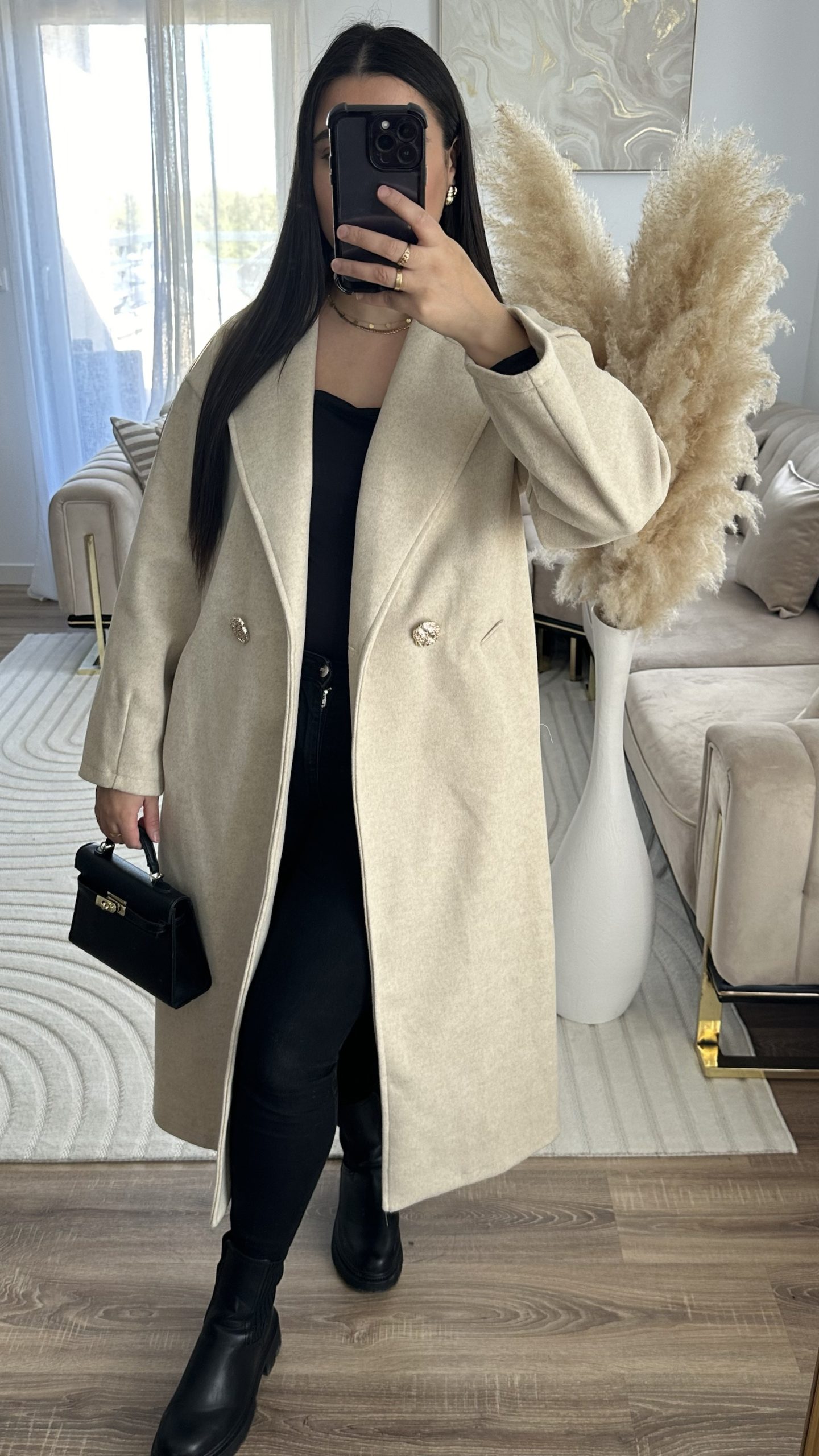 Manteau bouton dorée | beige