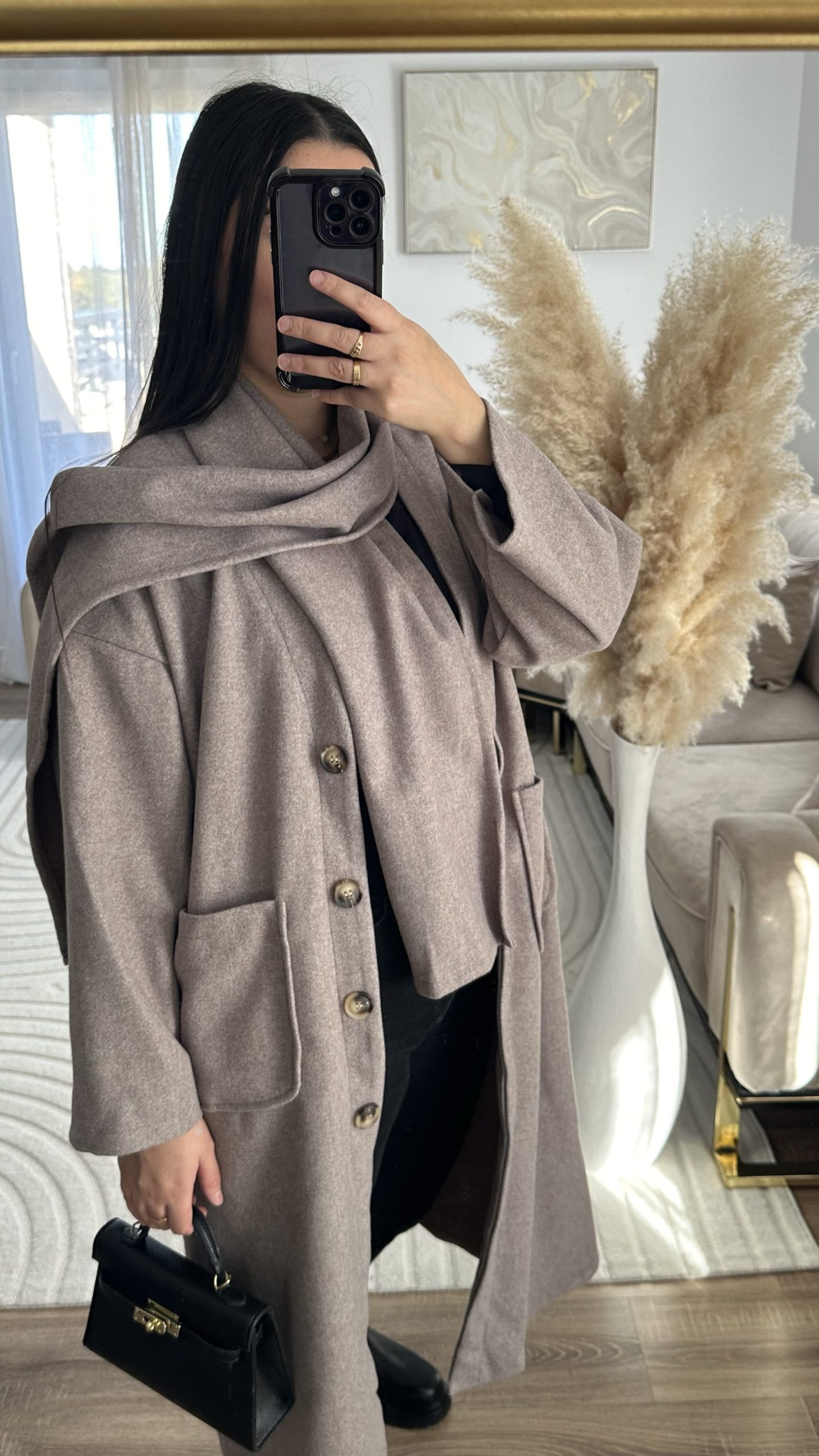 Veste avec écharpe | taupe